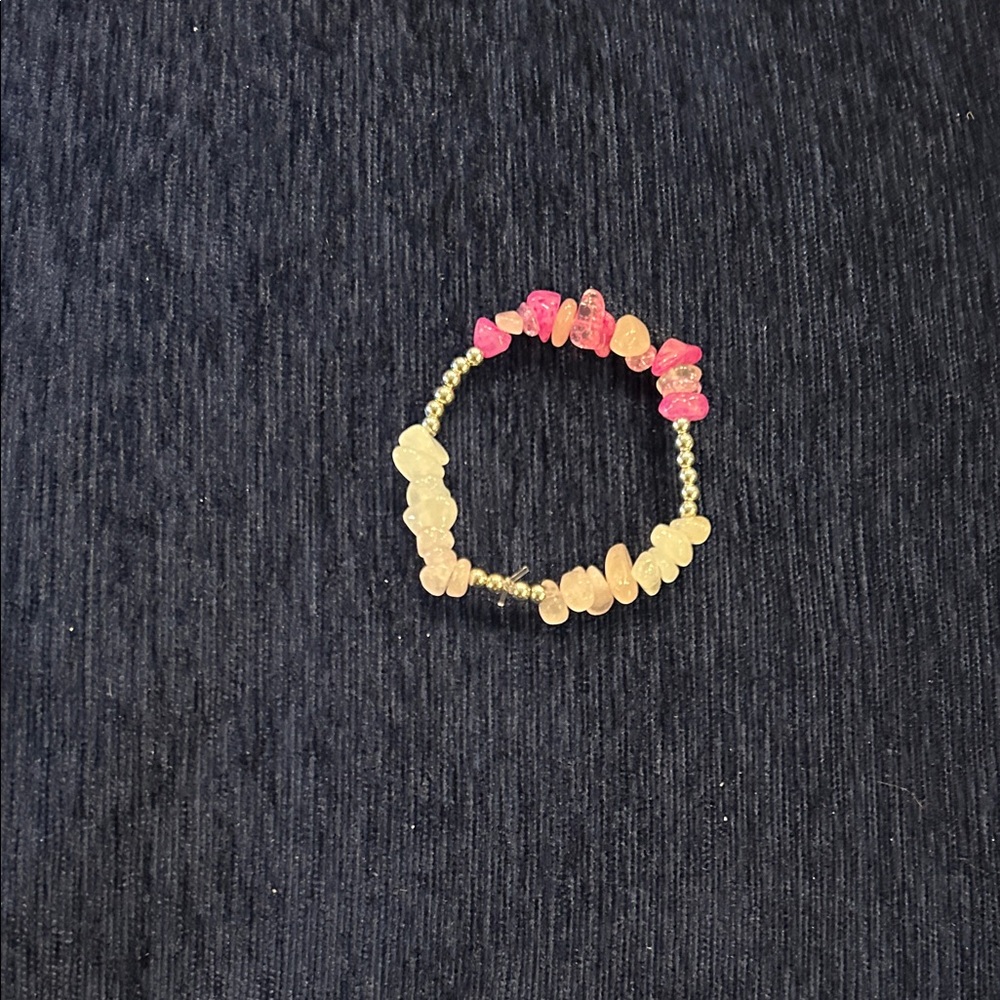 Charming Pink and Cream Beaded Kids Bracelet